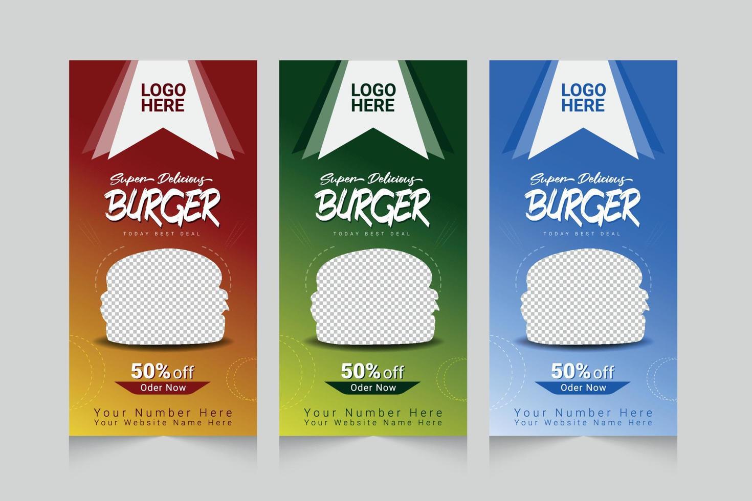 Food Web Banner Post Template Set vector