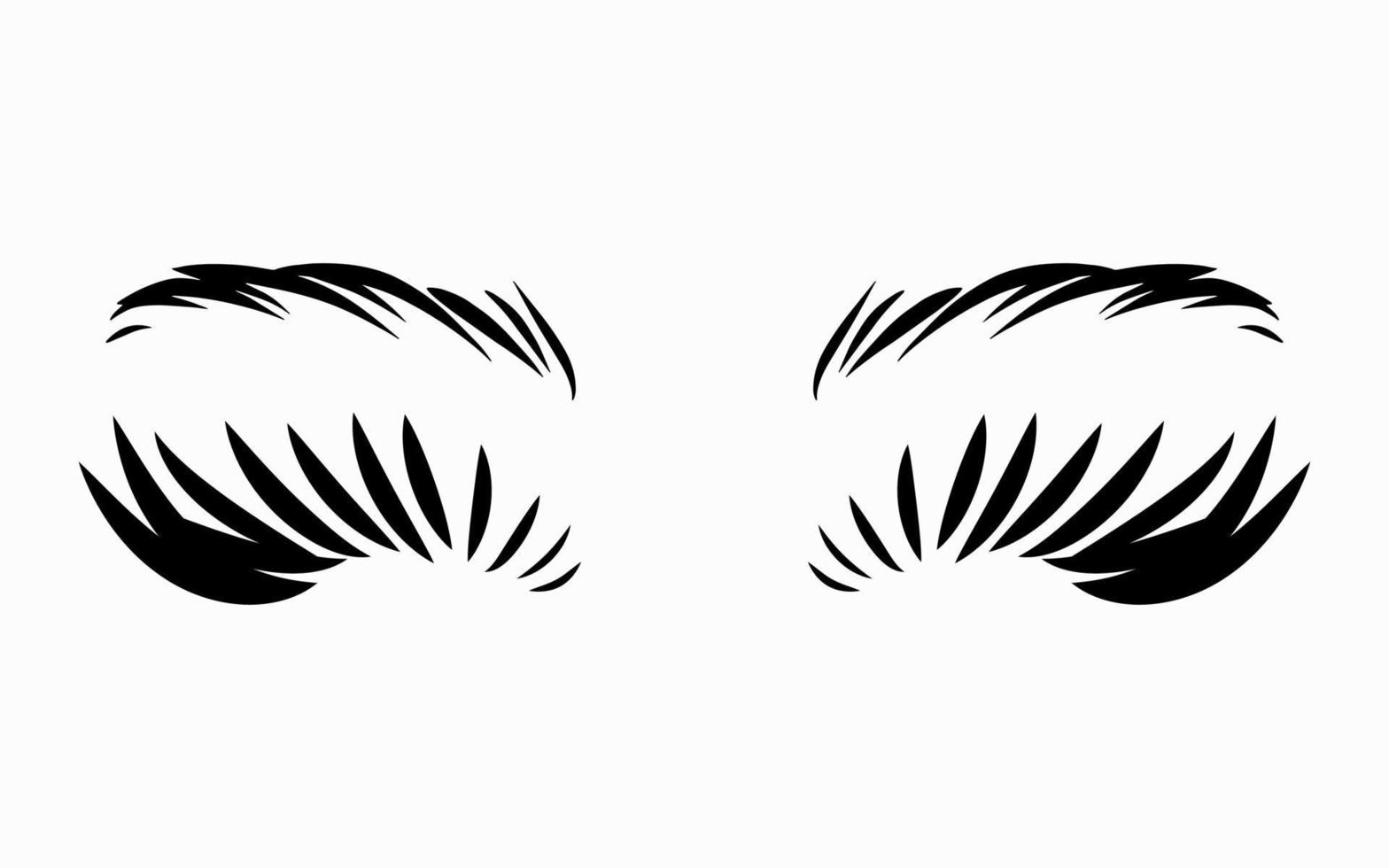 Beauty eye look isolated vector sketch icon outline drawing. Makeup logo design element concept. Black eyelashes and eyebrows female cosmetic fashion glamour girl face print.