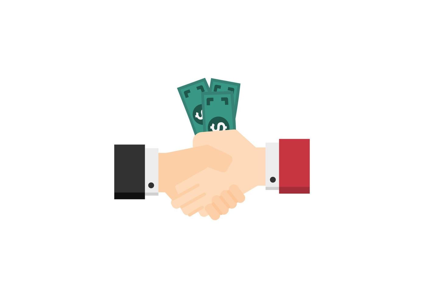 corruption payment cash with partner dealing action vector on white background