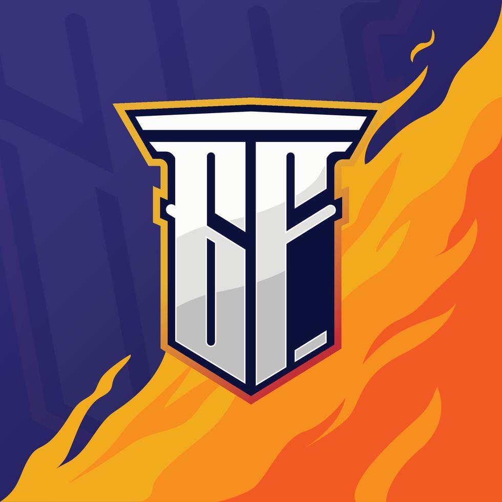 Initial GF with pillar, vector initial letter monogram esport, and gaming logo template