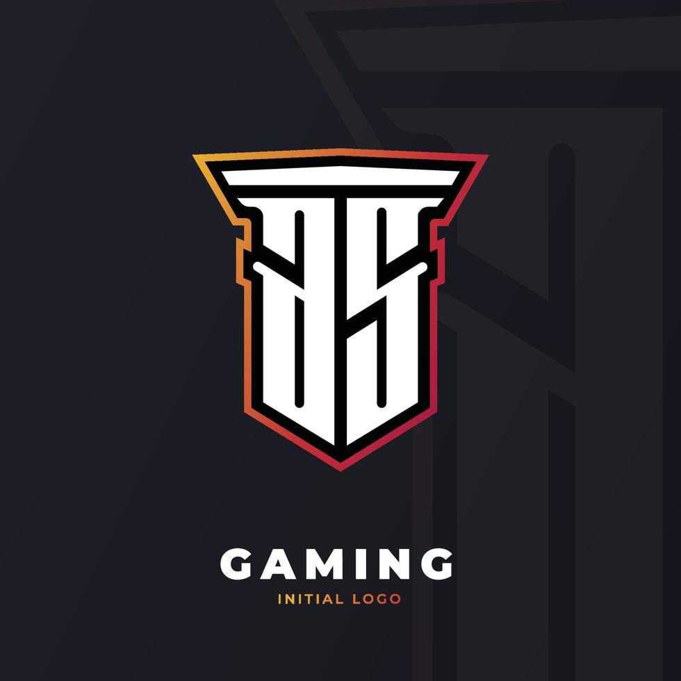 Initial AS with pillar, vector initial letter monogram esport, and gaming logo template