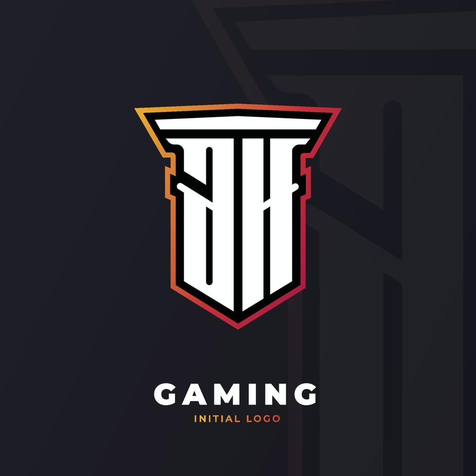 Initial AH with pillar, vector initial letter monogram esport, and gaming logo template