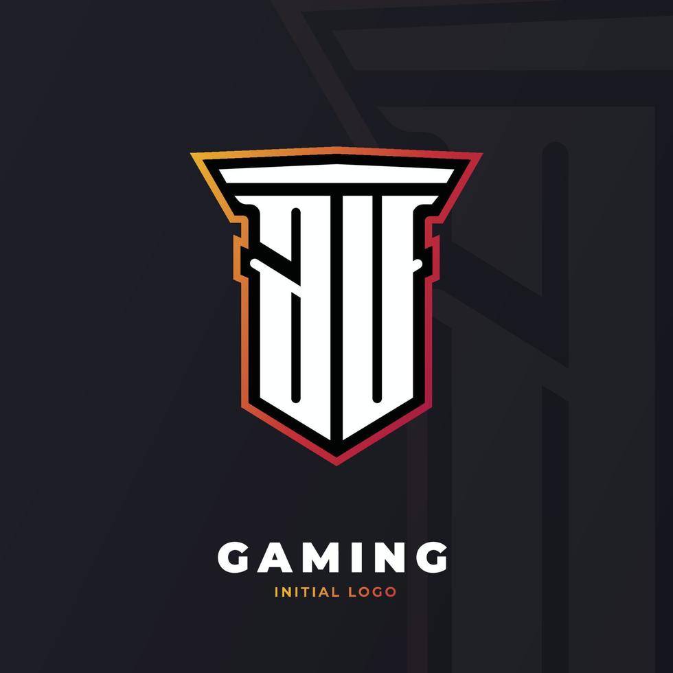 Initial AU with pillar, vector initial letter monogram esport, and gaming logo template