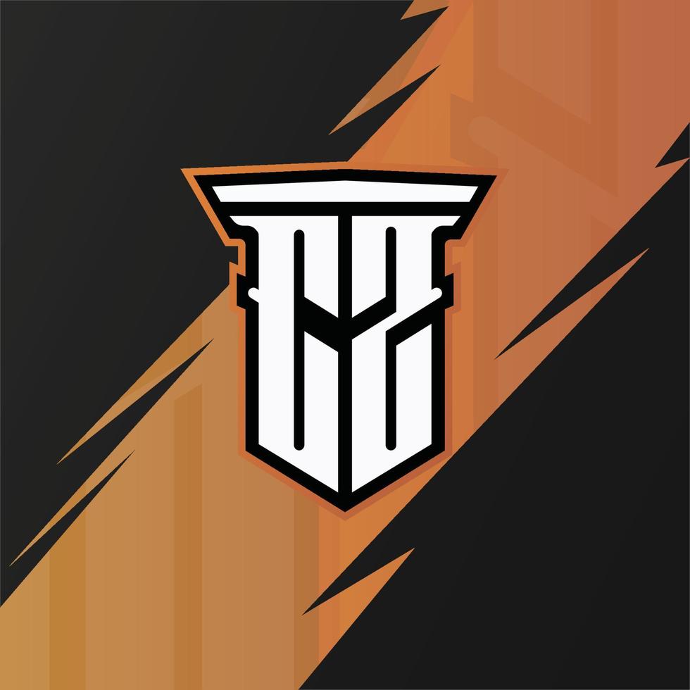Initial CZ with pillar, vector initial letter monogram esport, and gaming logo template