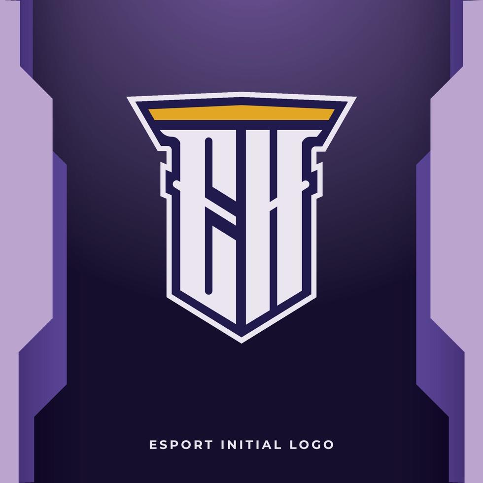 Initial EH with pillar, vector initial letter monogram esport, and gaming logo template