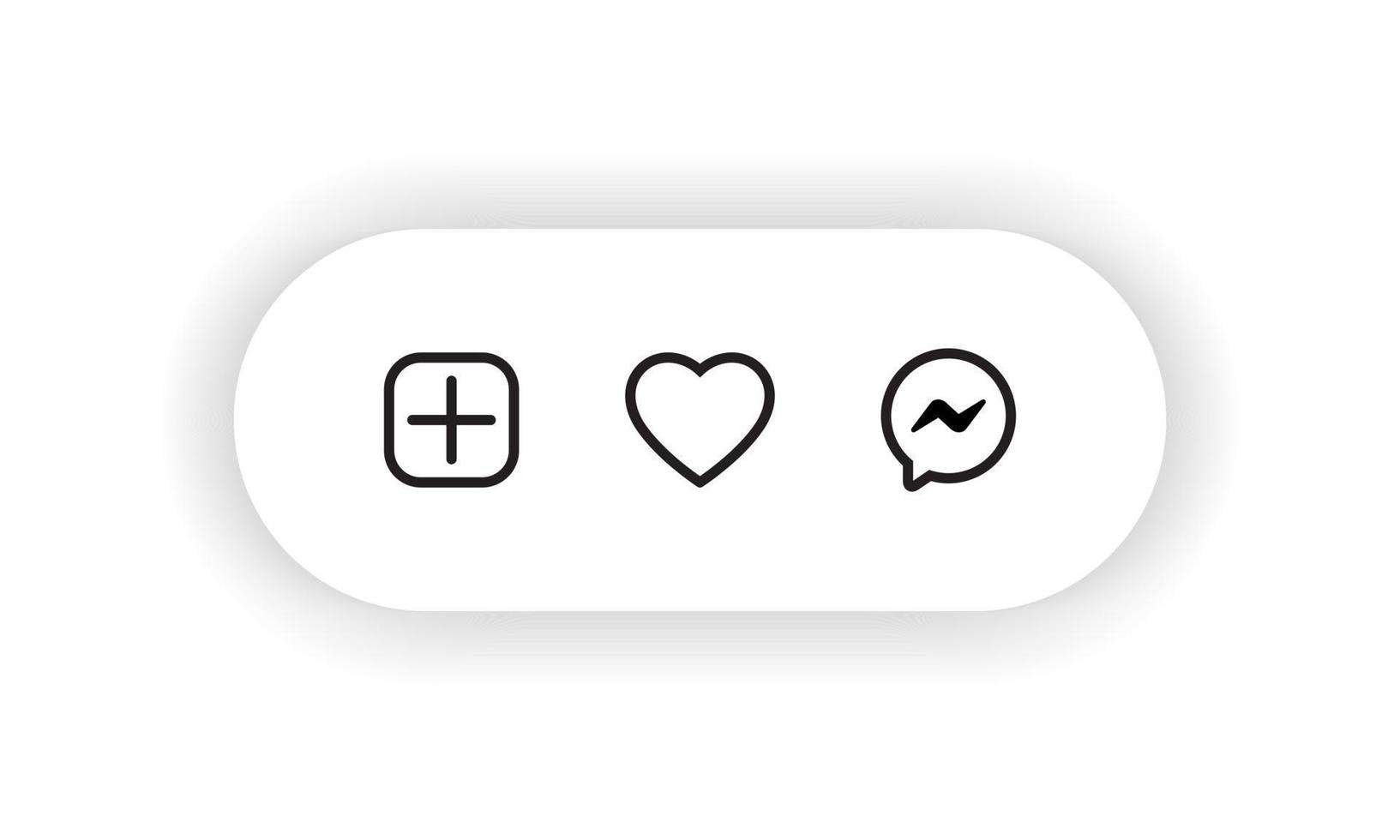 Social Media UI. Add, Love, and Message Icon Vector