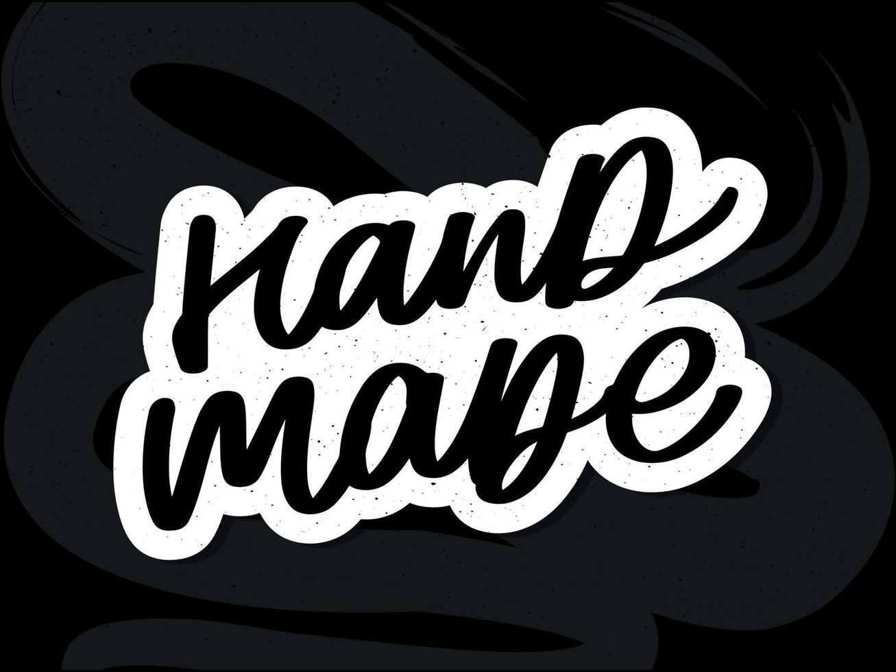 Label or logo with lettering hand made. Vector flat illustrations. Modern and stylish badge. Thin line inscription handmade, made with love, craft product on white.
