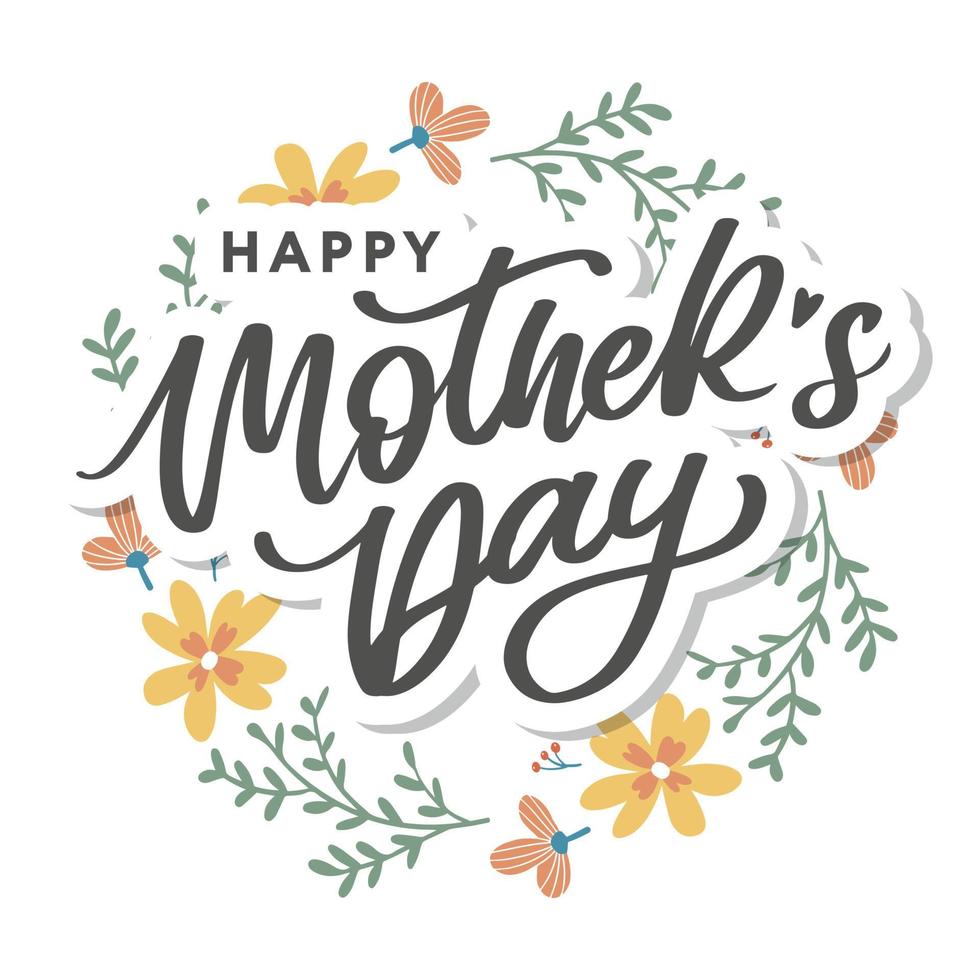 feliz día de la madre mamá caligrafía tarjeta de felicitación banner fondo vector
