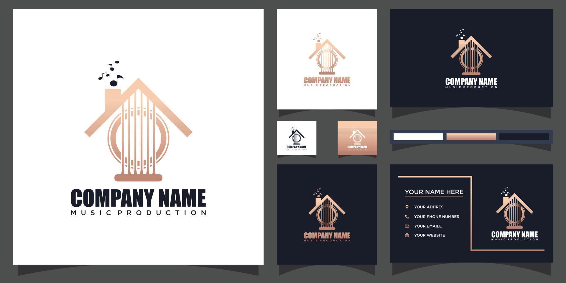 music production logo and business card. vector