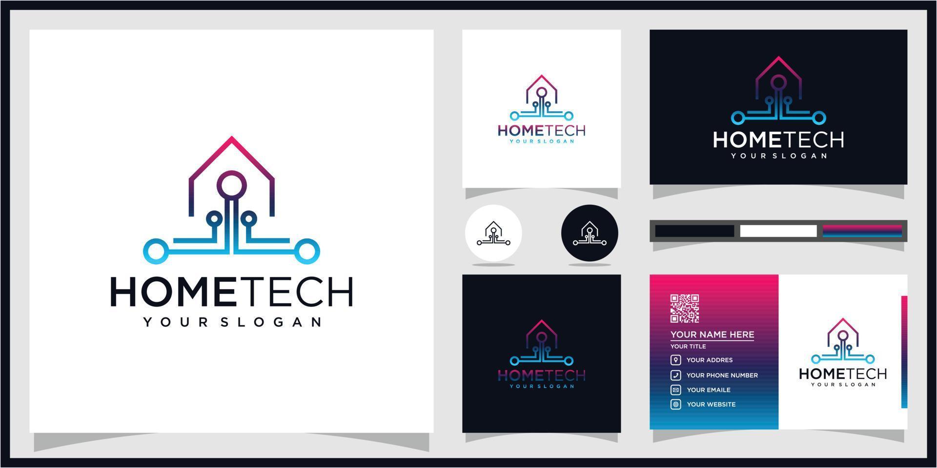 home tech logo with line art style vector