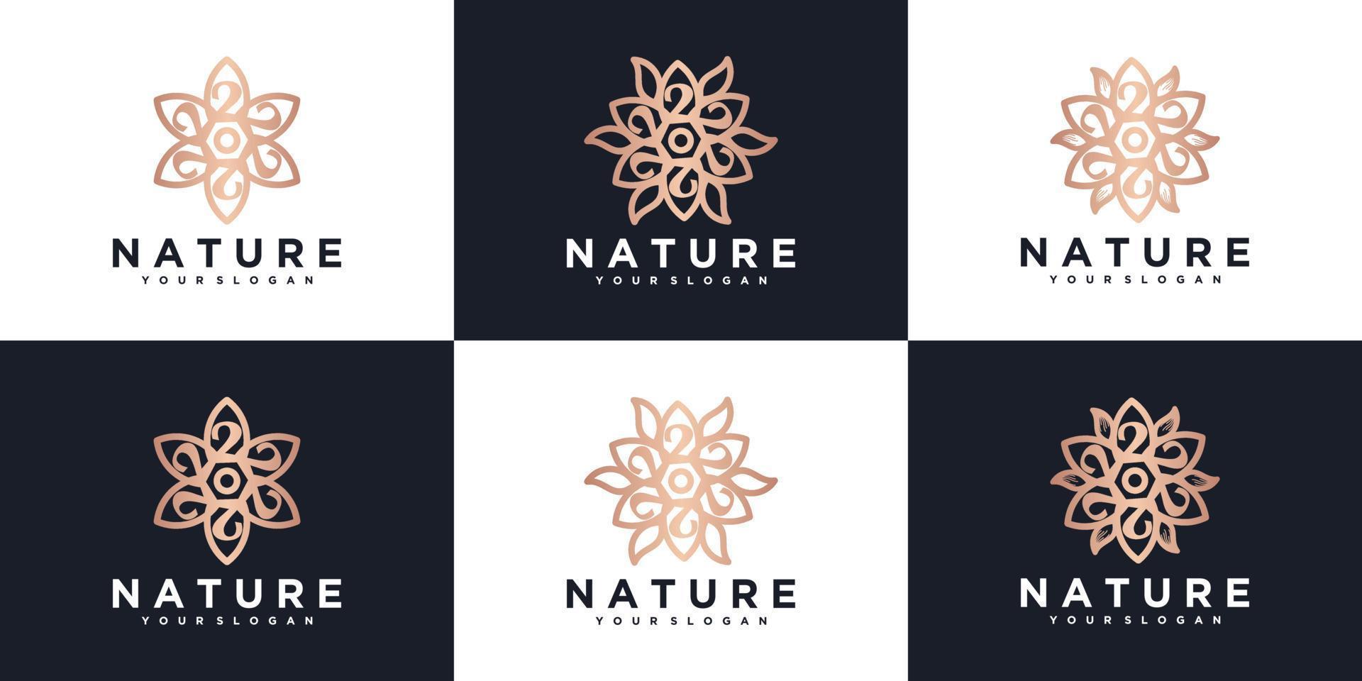 conjunto de logotipo de flor femenina vector