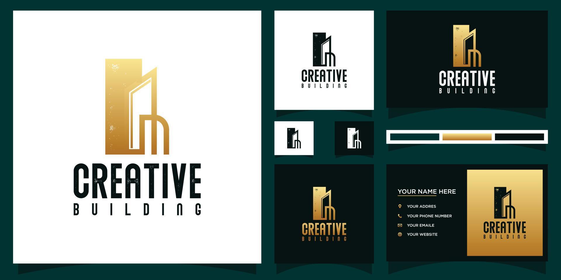 logotipo inmobiliario de edificios creativos y referencia de tarjeta de visita vector