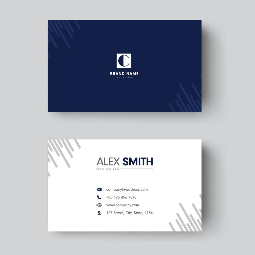 Minimal dark blue colour business card design template Premium Vector