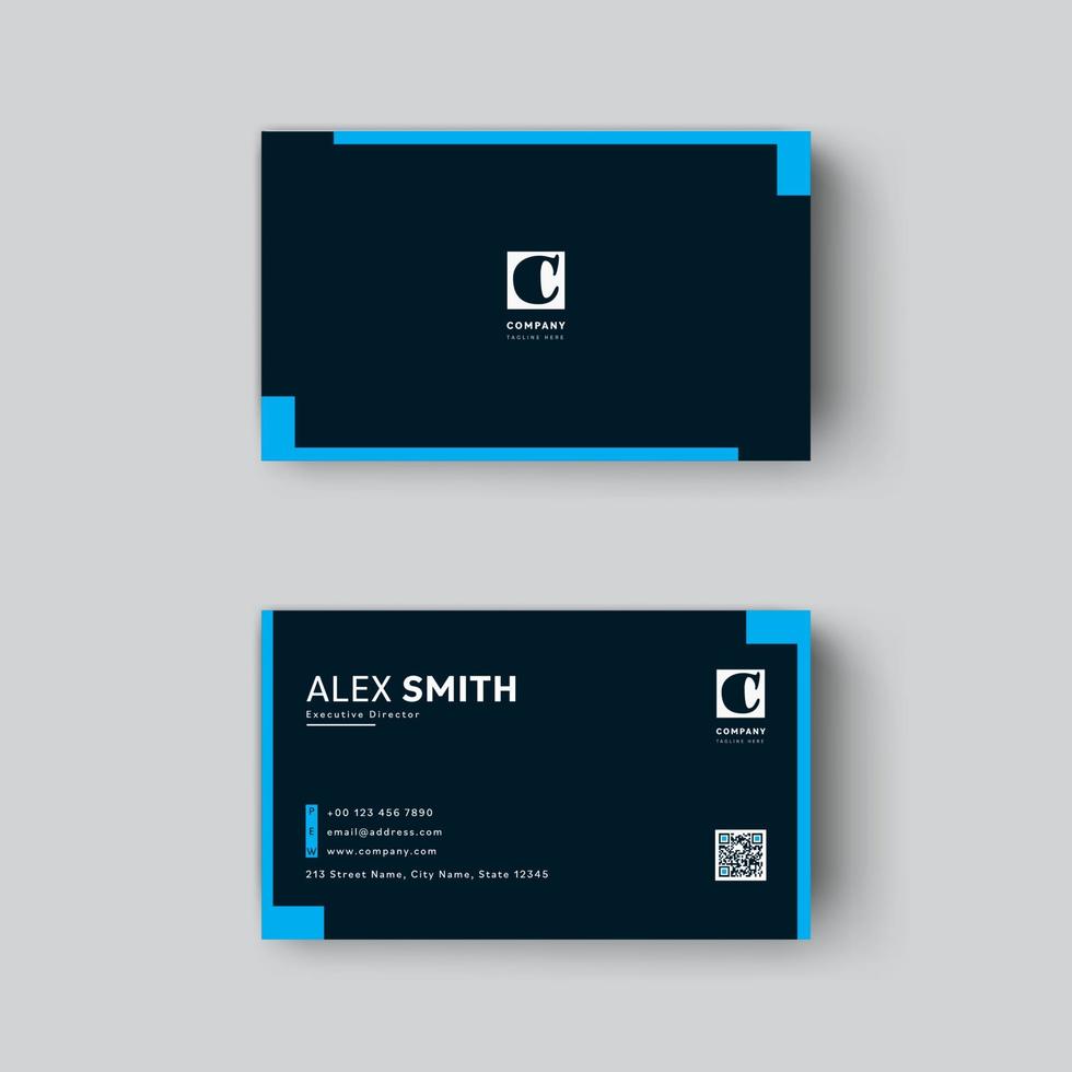 Minimal business card design template in cyan and dark blue colour vector