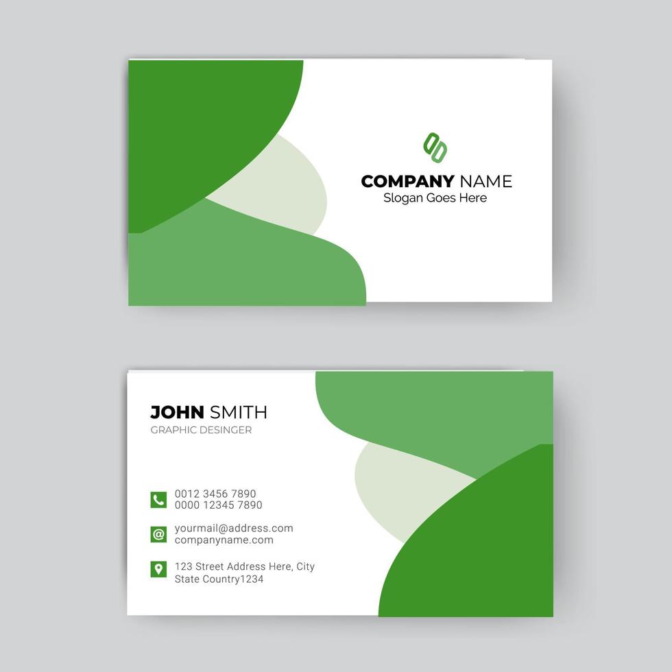 Minimal business card design template in green colour vector