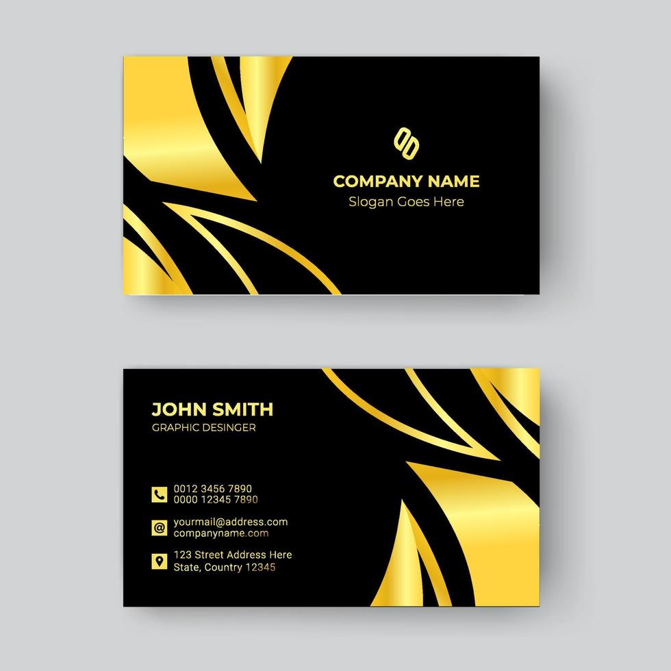 Minimal and Simple gold business card design template premium vector