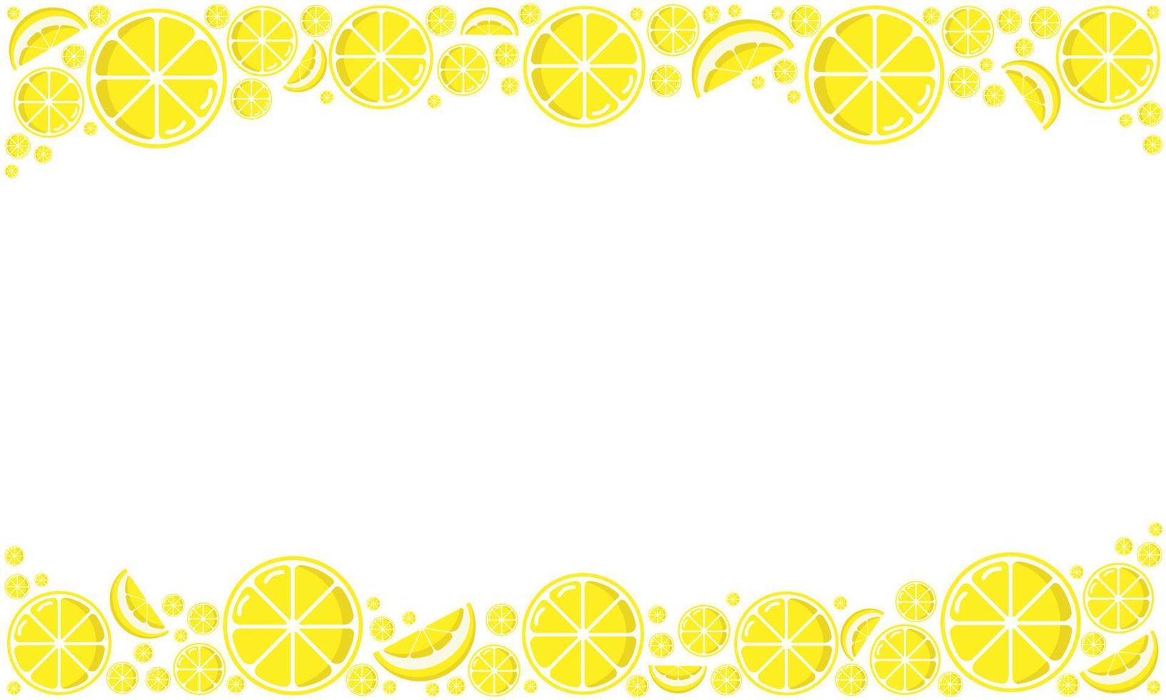 Fruit frame made of citrus slices is horizontal with copy space. Juicy fresh lemons isolated on white background. Fruit template for your design vector
