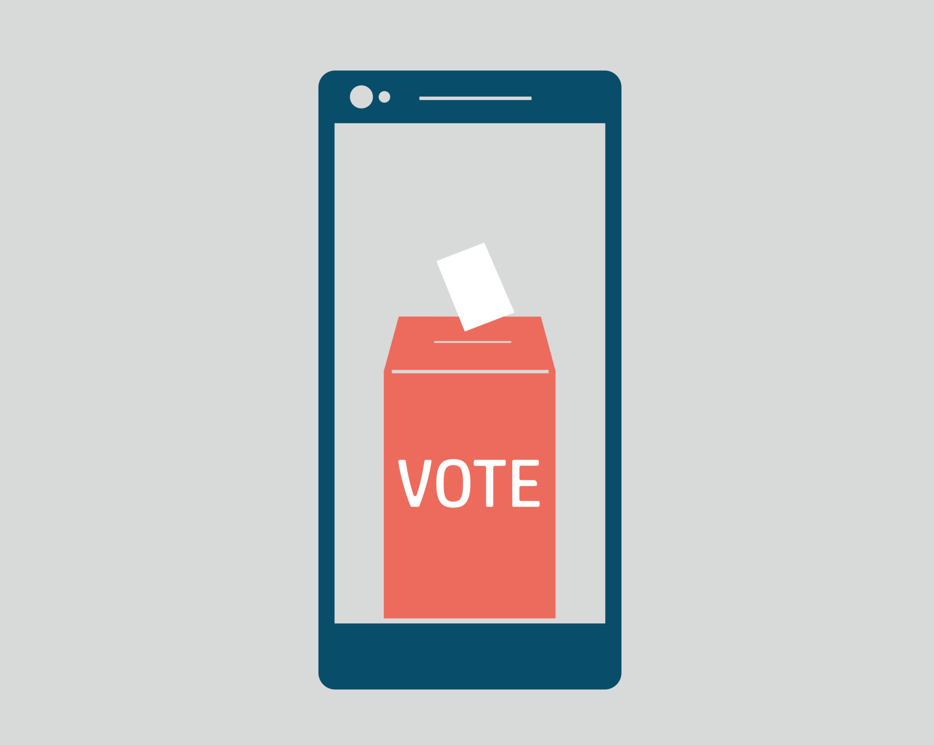 Concept of voting online using mobile phone. I vote now and put the