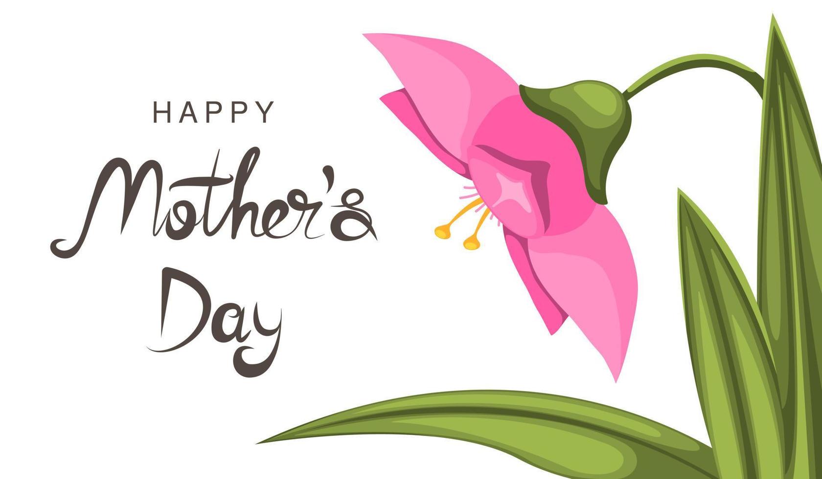 Happy Mother's Day vector flower banner. Spring holiday. Lettering ...