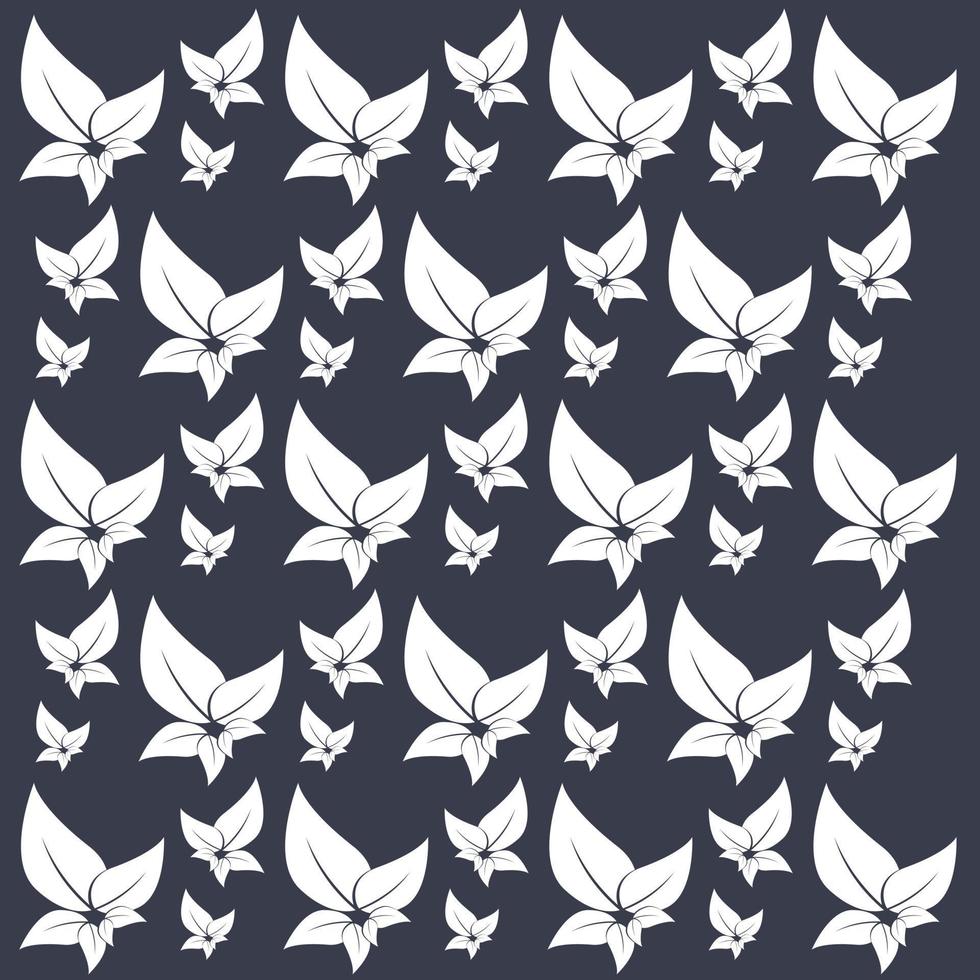 Set of leaves pattern design, leaves texture style in white color, groups of natural leaves on dark premium background, vector, illustration design vector