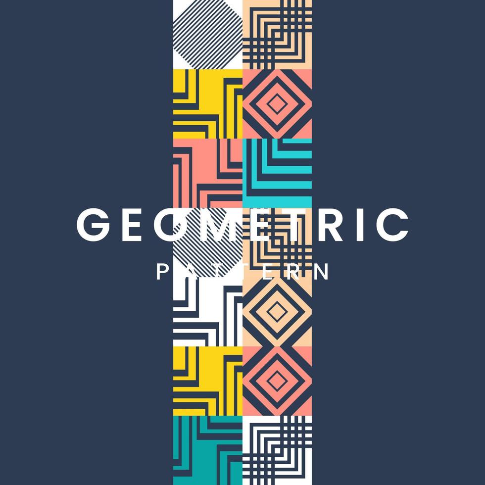 Geometrical texture design on dark blue background, A modern pattern geometrical shapes with text vector