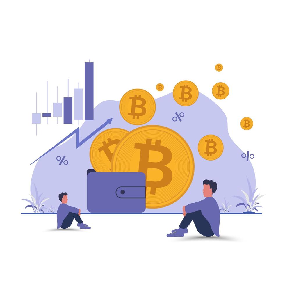 Bitcoin Blockchain Concept trading, and making investments for bitcoin, Crypto banner for advertising Crypto presentation,  tend chart in Vector, illustration vector
