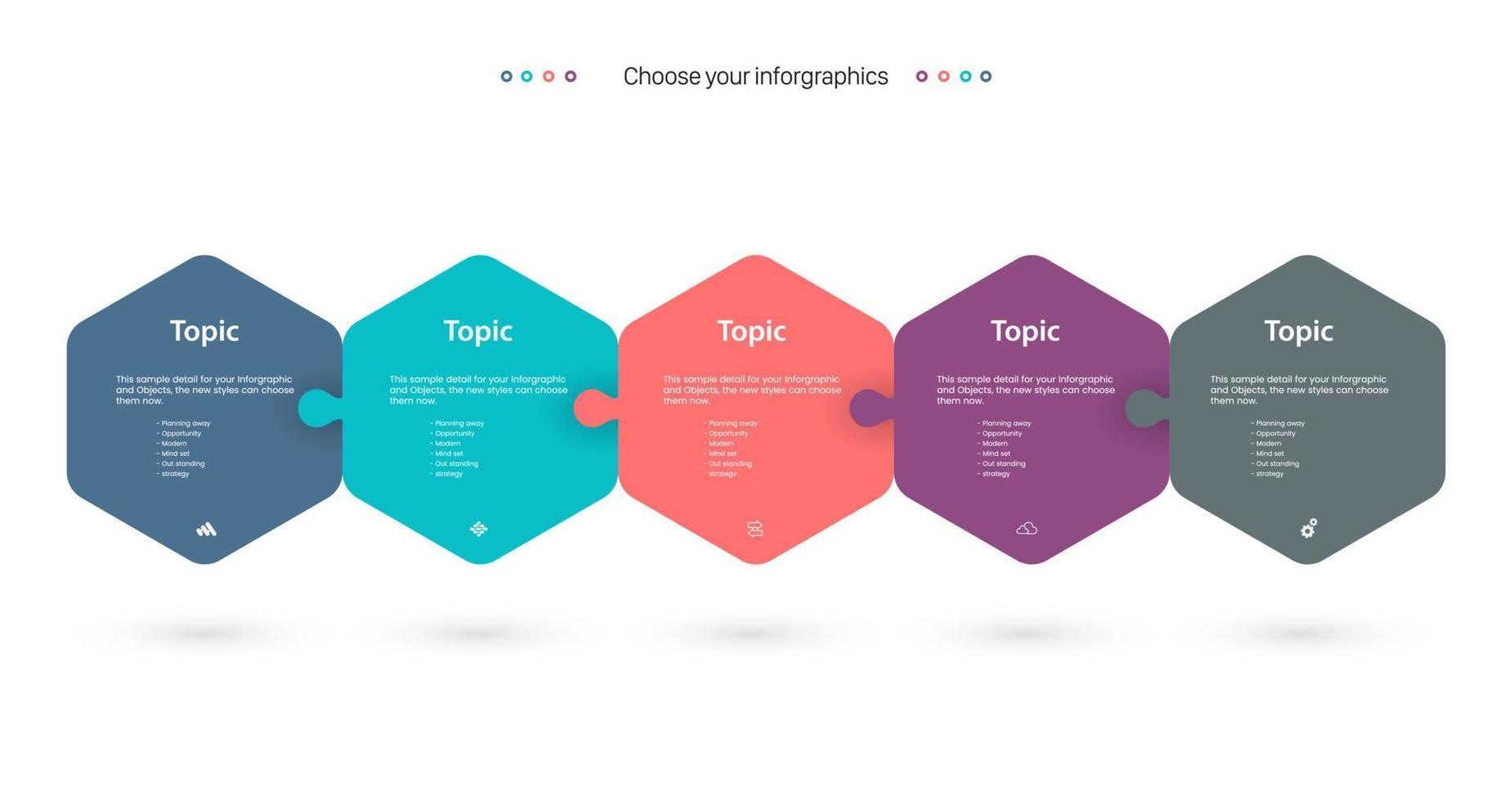 RED and WHITE option CHART for Business Infographic template. Vector design with icons and FOUR options or steps design