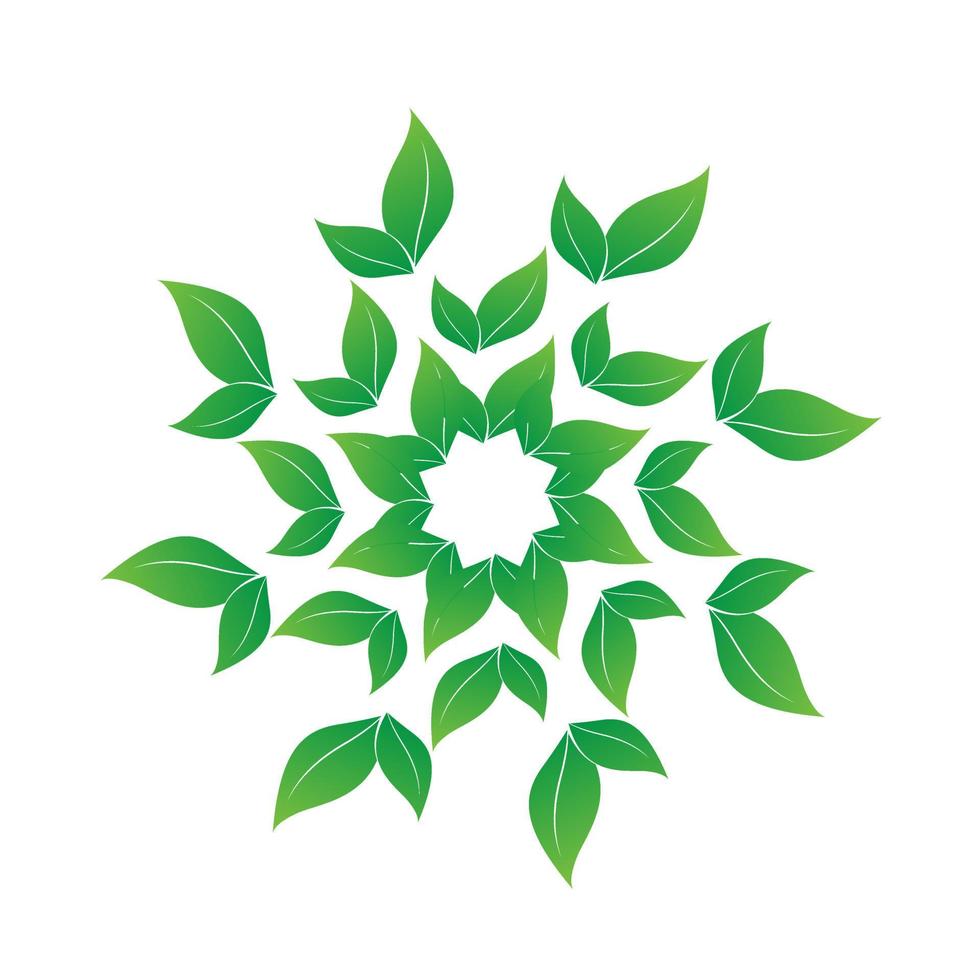 círculo de diseño de plantilla de patrón de hojas verdes, el crecimiento de hojas verdes, símbolo verde, iconos, logotipo, objeto, diseño de textura primaveral vector