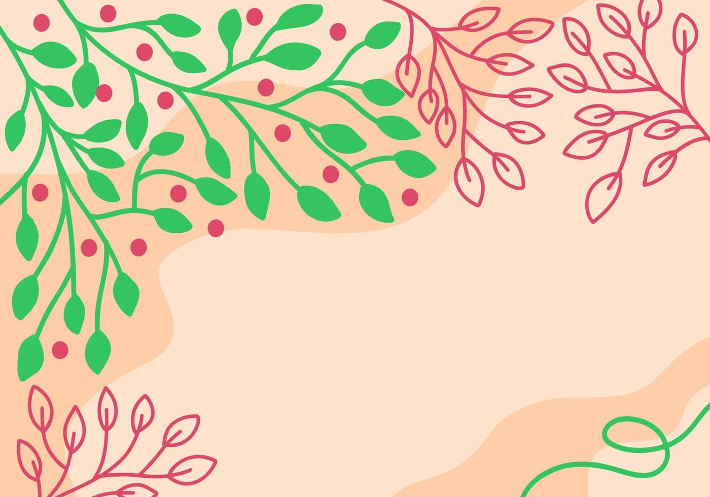 Abstract horizontal modern background with spots, branches and leaves and berries vector