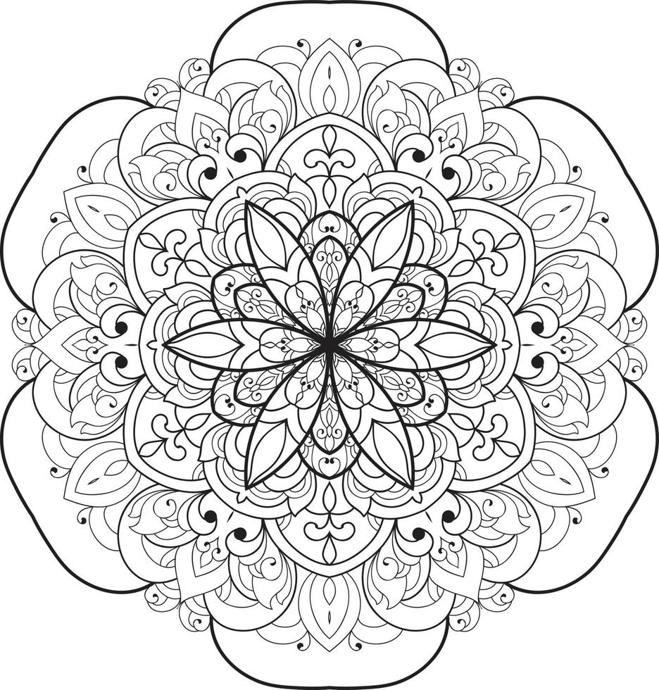 Circular Flower Mandala on White Free Vector