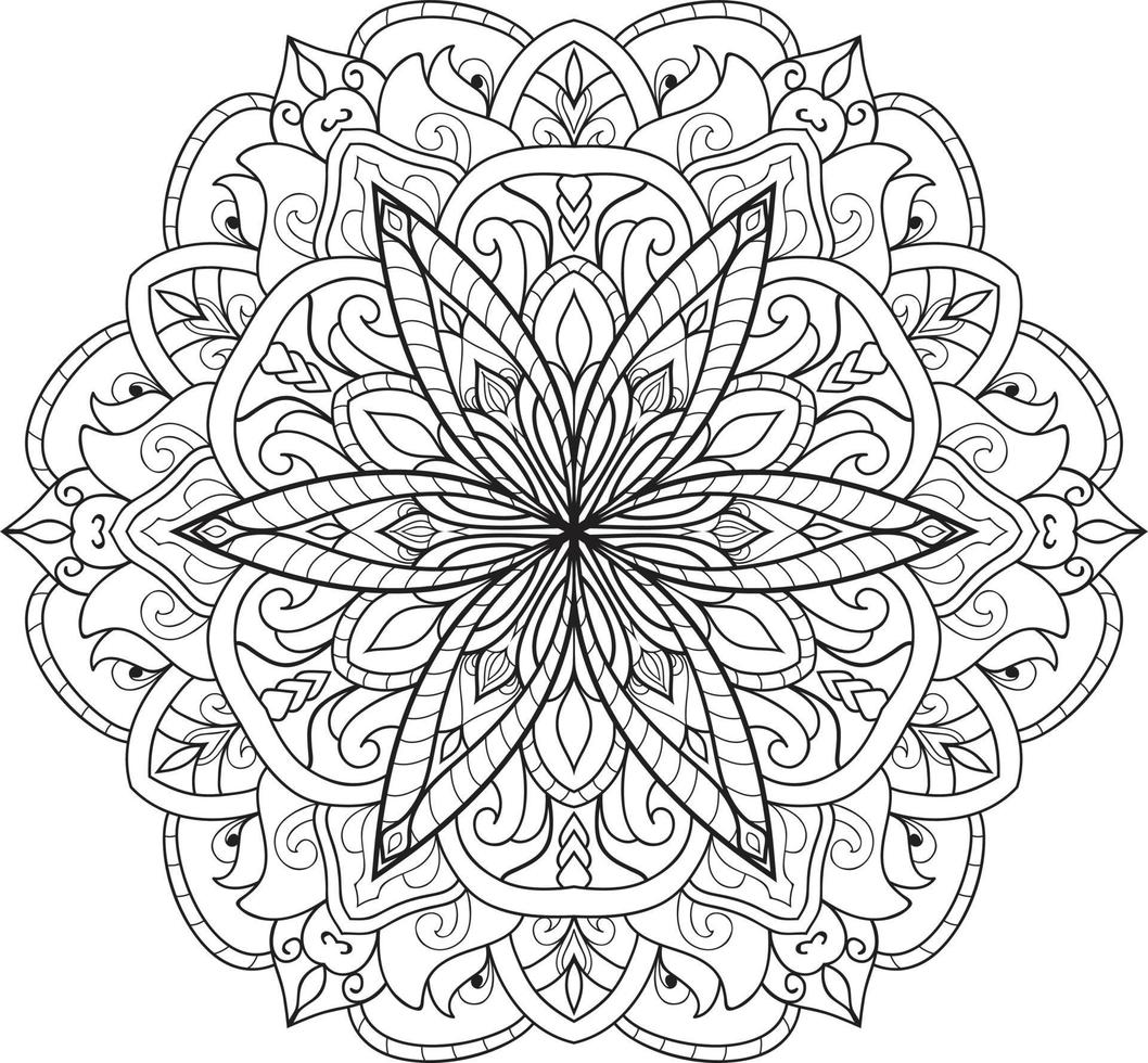 Circular Flower Mandala on White Free Vector