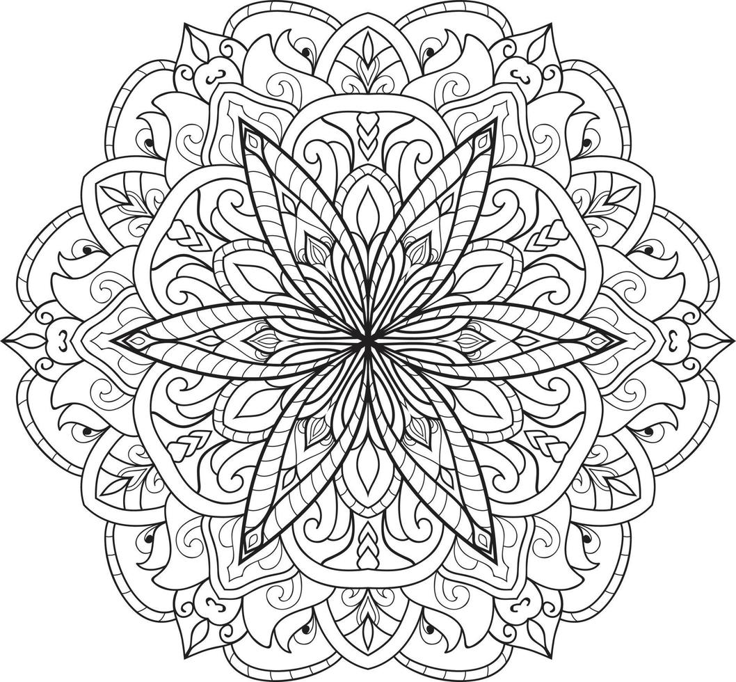 Circular Flower Mandala on White Free Vector