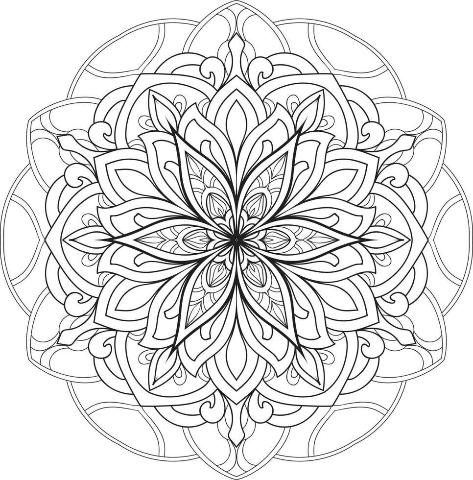 Flower Mandala in black and white background Free Vector Free Vectornd Free Vector