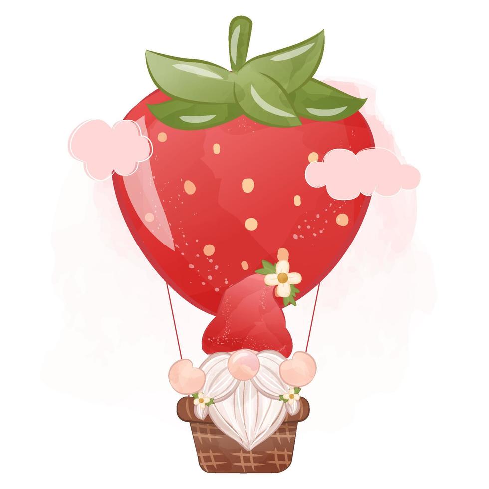 Cute Strawberry Gnome Illustration vector