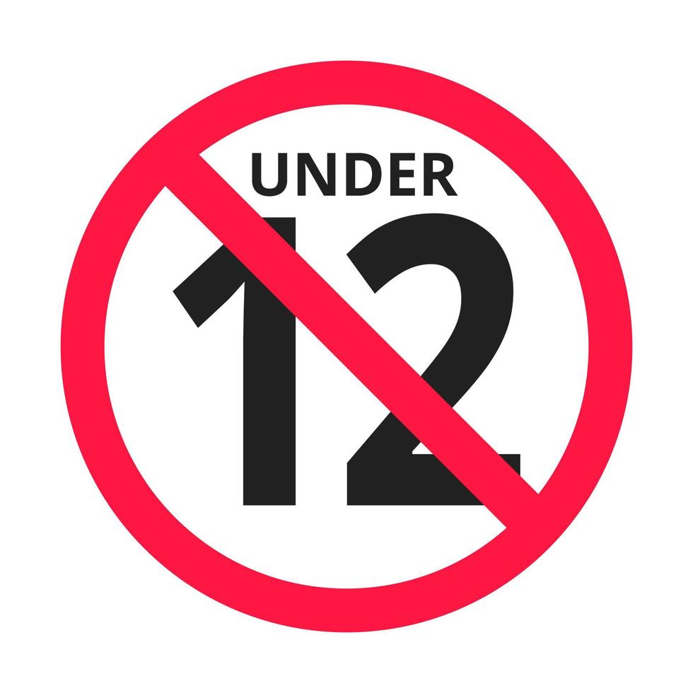 Over 12 years old plus forbidden round icon sign vector illustration.