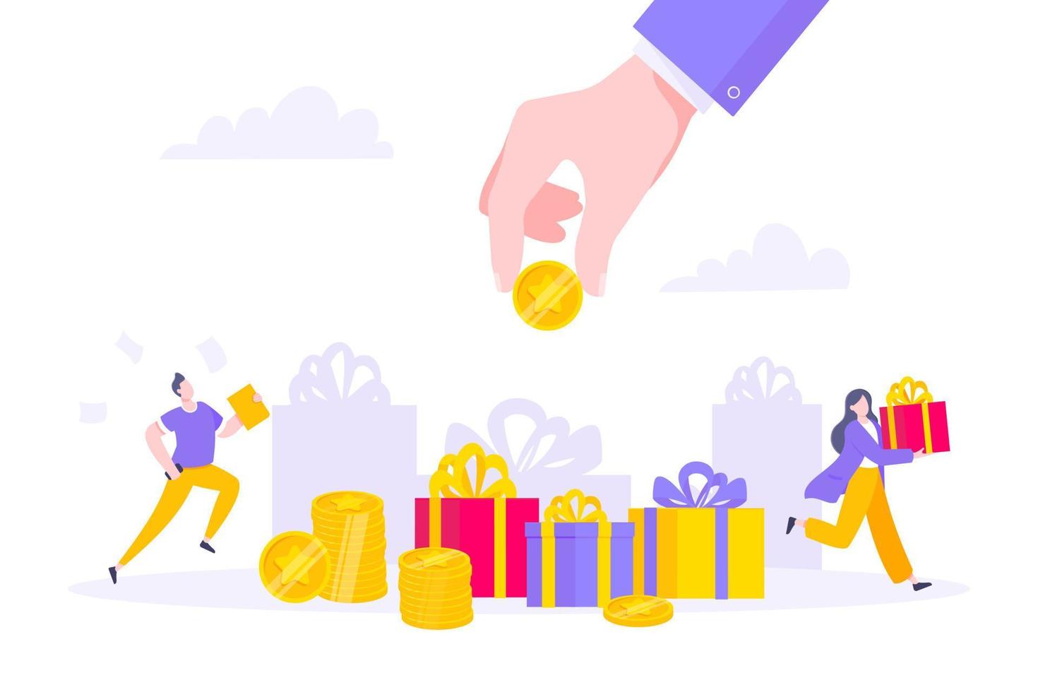 Earn loyalty program points and get online reward and gifts. vector