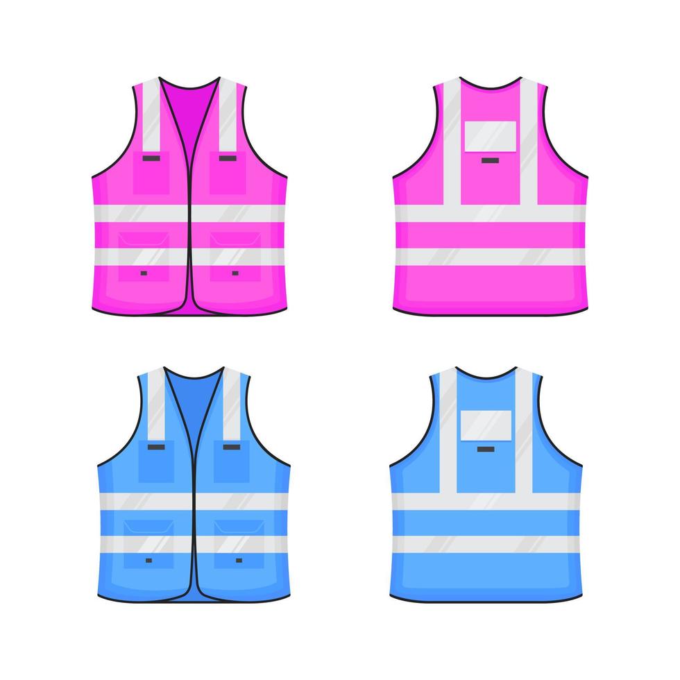 Safety reflective vest icon sign flat style design vector illustration set.