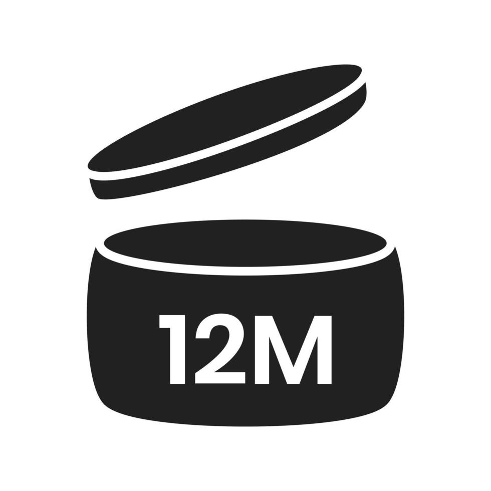 12m period after open pao icon sign flat style design vector illustration isolated on white background.