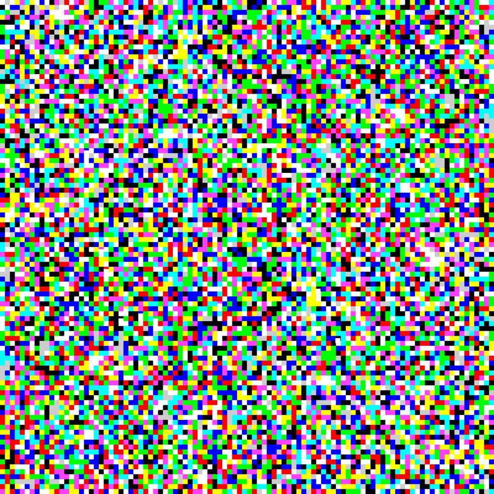 Color TV screen noise pixel glitch seamless pattern texture background vector illustration.