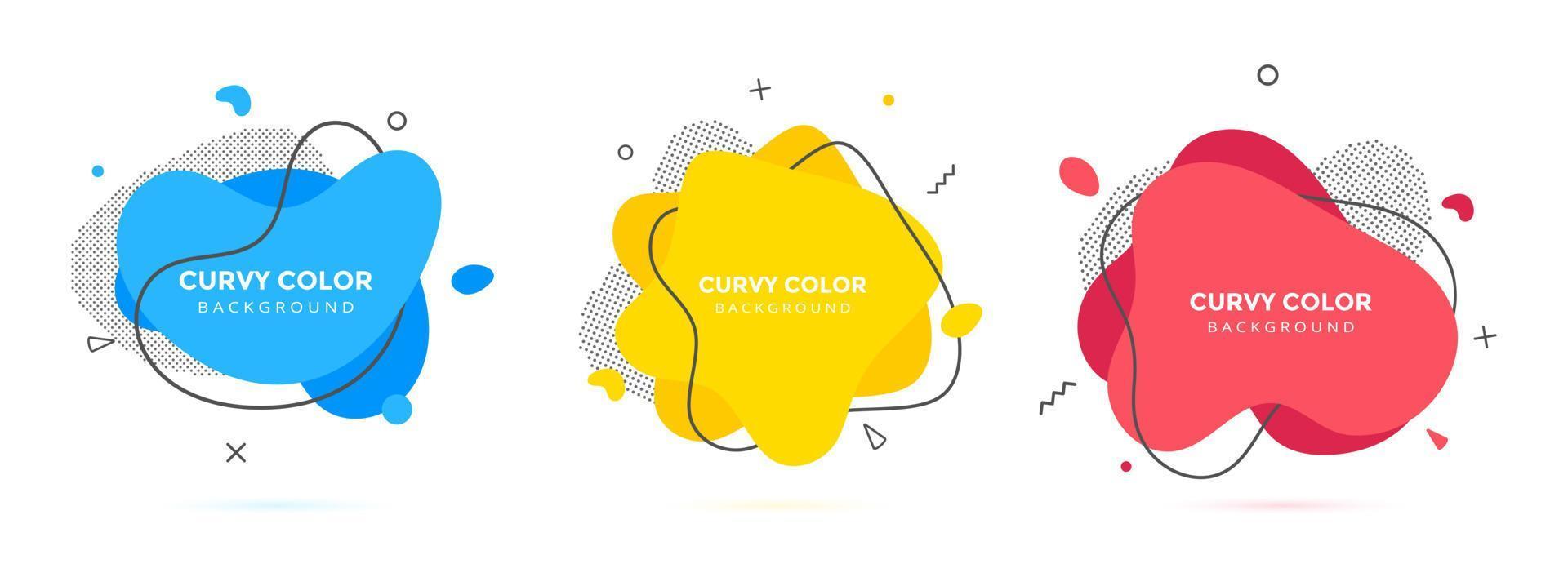 Modern liquid irregular amoeba blob shape abstract elements graphic flat style design fluid vector illustration set.