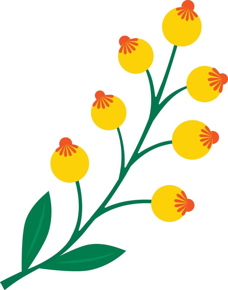 flor amarilla sobre un fondo blanco. flor de vector estilizada en estilo de dibujos animados. ilustración para felicitaciones por el día de san valentín, 8 de marzo, bodas, diseño de flores.