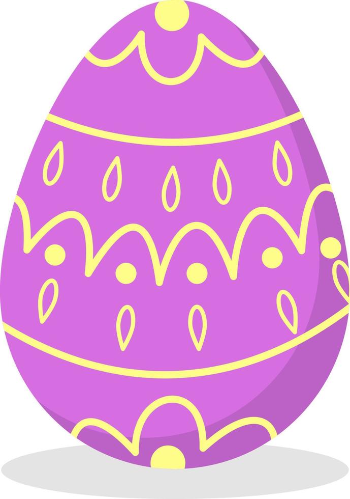 Cute purple Easter egg. Vector illustration of Easter decorative eggs for the spring Christian holiday. Traditional Easter decoration.