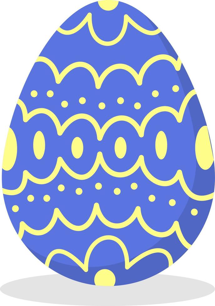 Cute blue Easter egg. Vector illustration of Easter decorative eggs for the spring Christian holiday. Traditional Easter decoration.