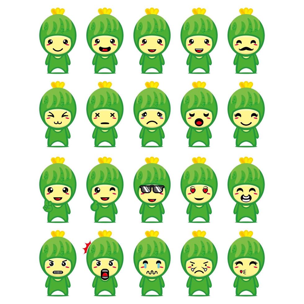 Set collection of cute cucumber mascot design character. Isolated on a white background. Cute character mascot logo idea bundle concept vector