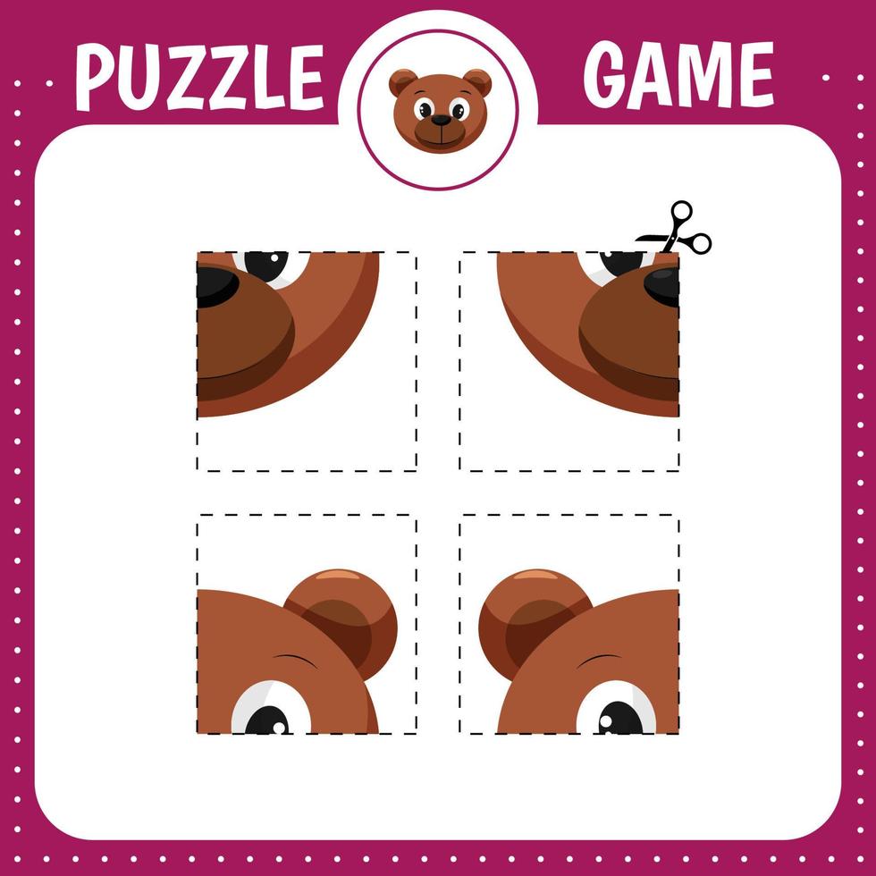 Puzzle game for kids. Bear vector