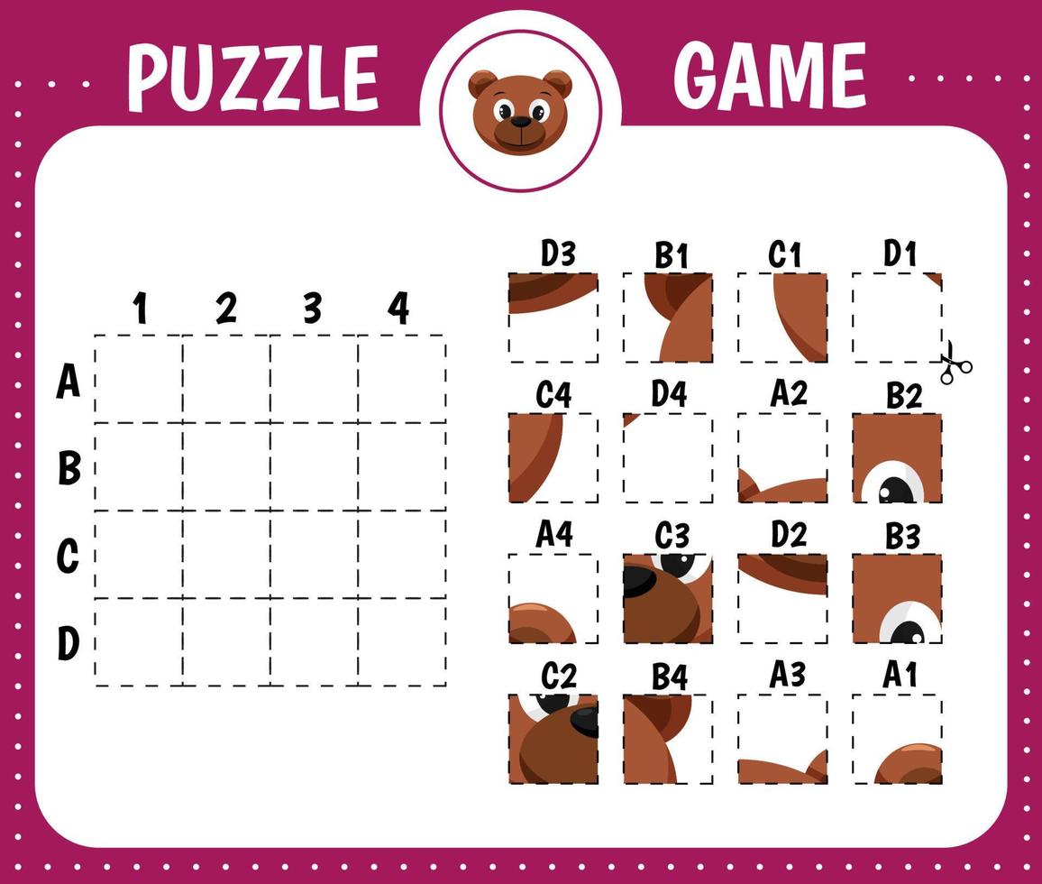 Puzzle game for kids. Bear vector