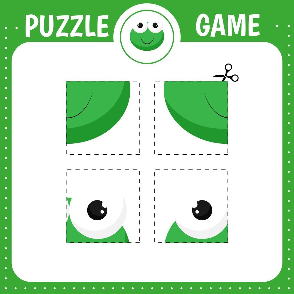 Puzzle game for kids. Frog vector