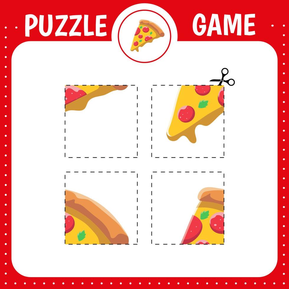 Puzzle game for kids. Pizza vector