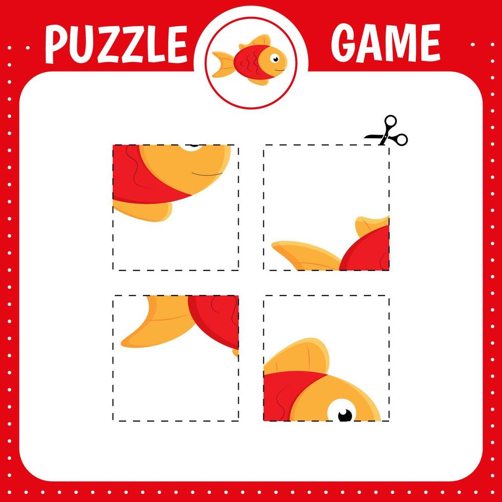 Puzzle game for kids. Fish vector