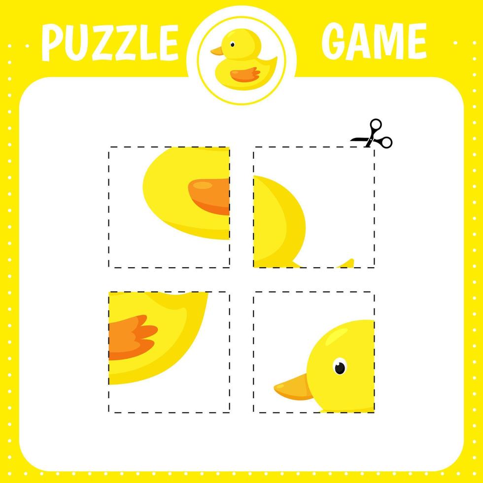 Puzzle game for kids. Duck vector